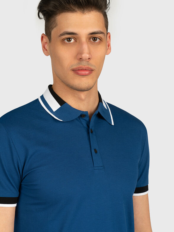Cotton polo-shirt in blue - 2