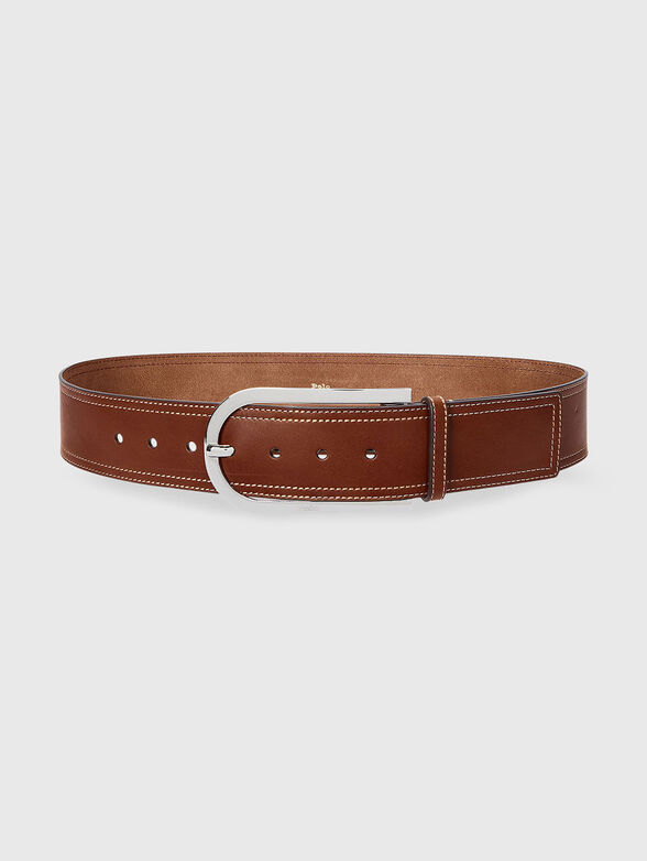 Elongated buckle leather belt - 1