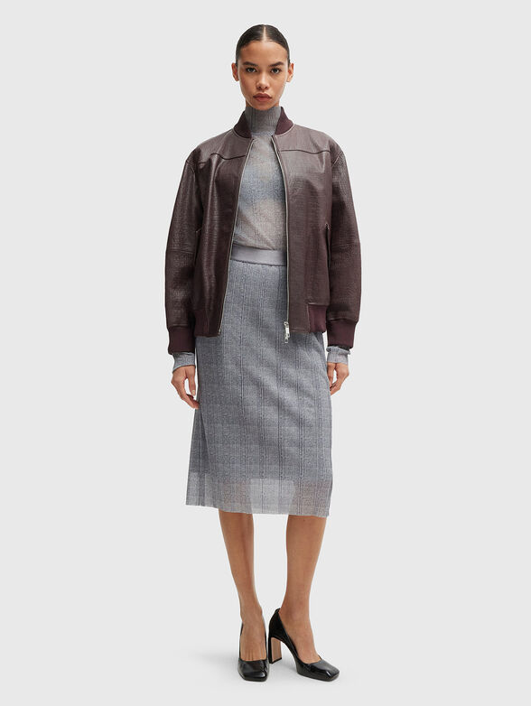 Croco effect leather bomber jacket - 2