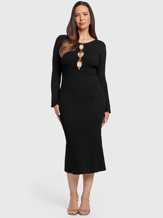 Миди рокля AGATHE от еластичен рипс - 1