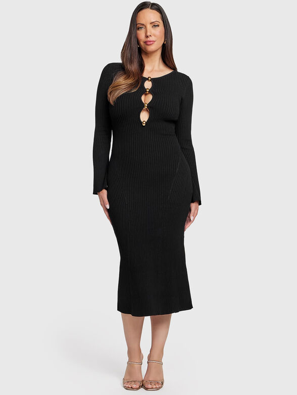AGATHE rib-knit bodycon midi dress - 1