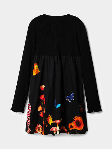 Black dress with long sleeves and floral print - 4