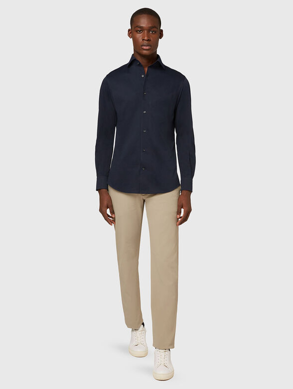 Dark blue cotton blend shirt  - 2