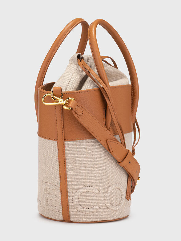 Leather and textile bucket bag - 4