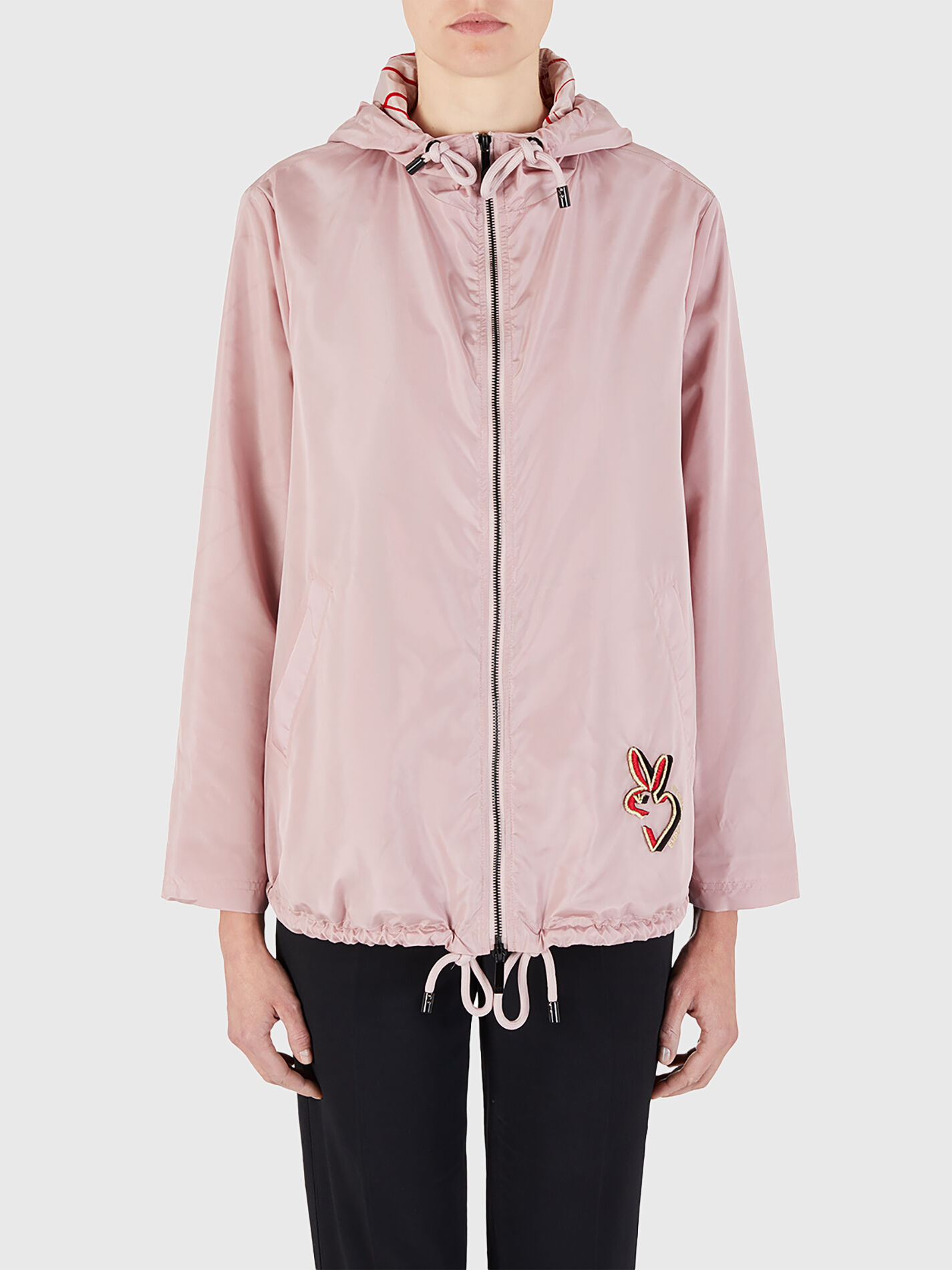 Jacket with a hood and accent embroidery brand EMPORIO