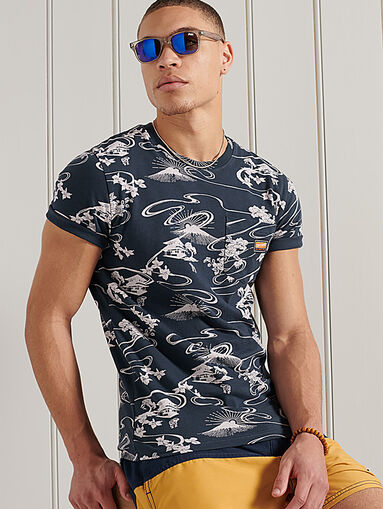 Blue T-shirt with contrasting print - 4