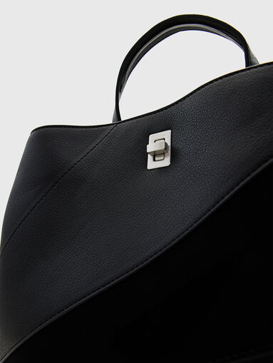 Black backpack with logo detail  - 3