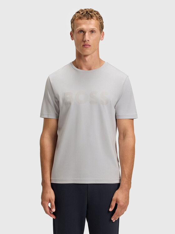 Gray T-shirt with logo print - 1
