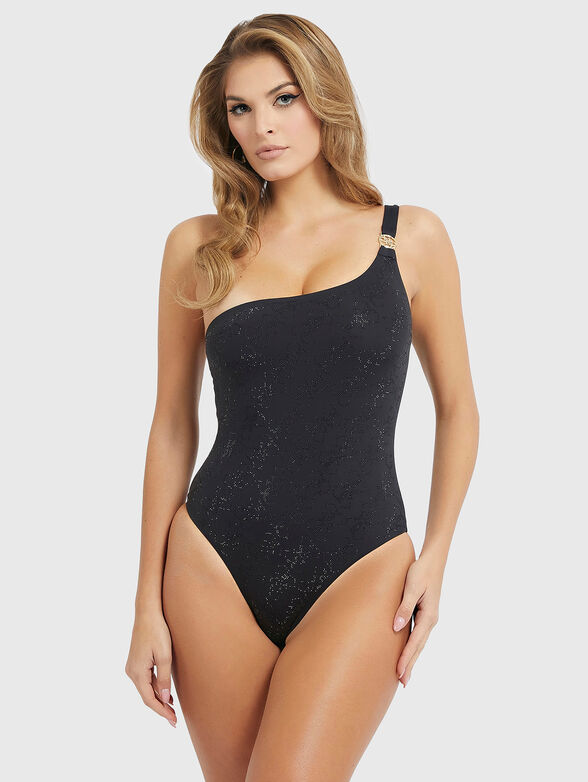 One-piece  black swimsuit with 4G glitter logo - 1
