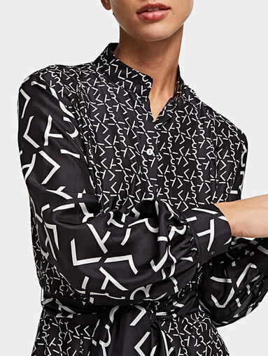 Silk dress with logo print - 4