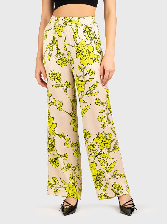 Trousers with high waist and floral print - 1