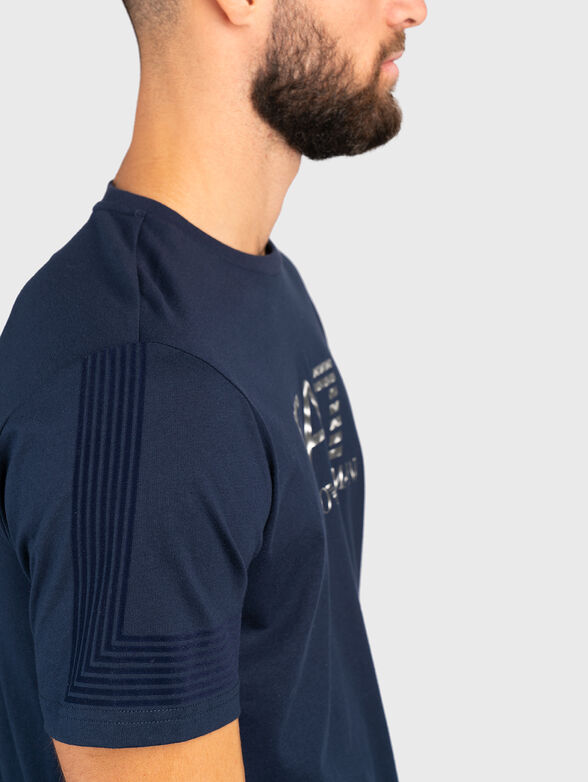 Logo-print T-shirt in dark blue  - 3