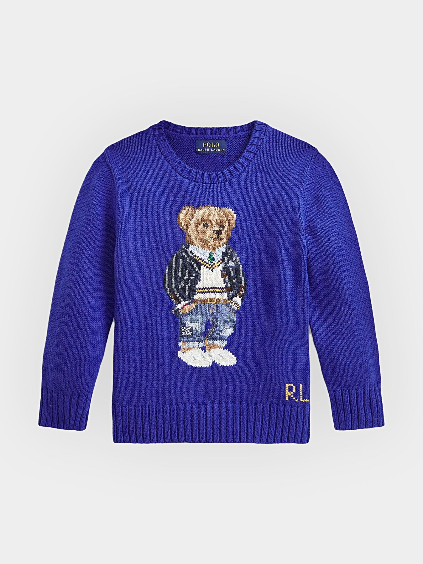 Blue sweater with Polo Bear accent brand POLO RALPH LAUREN