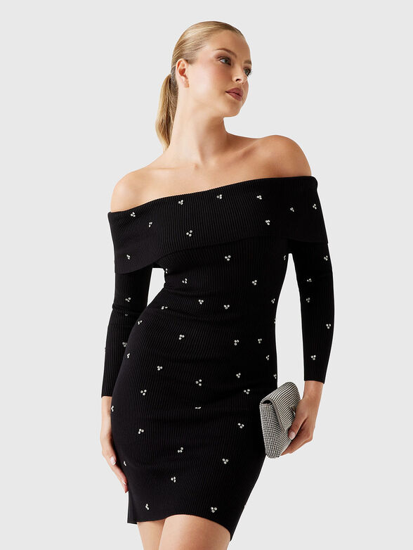 ALISHA rhinestones mini sweater dress - 1