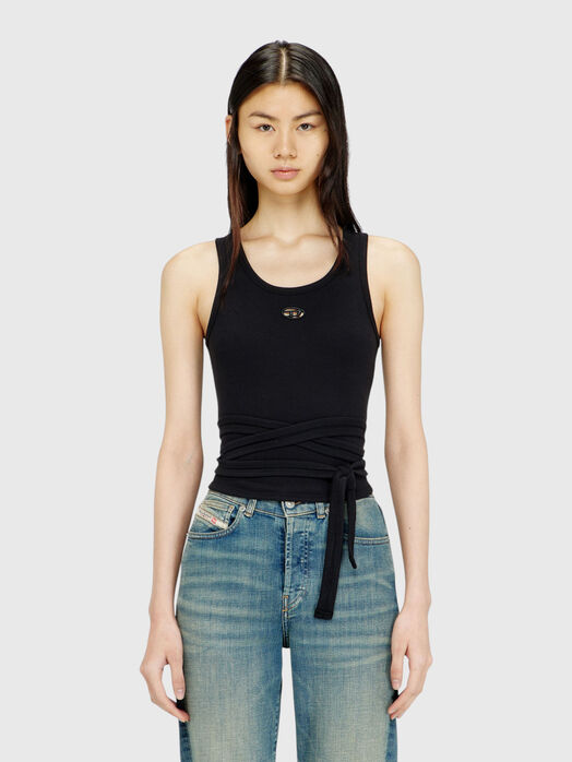 Top with ties and logo detail
