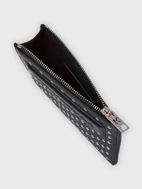 IKON/K eather cardholder with studs - 3