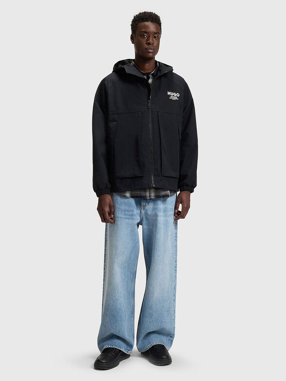 Padded jacket with hood and logo print - 2