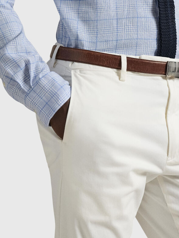 Straight cotton blend trousers - 3