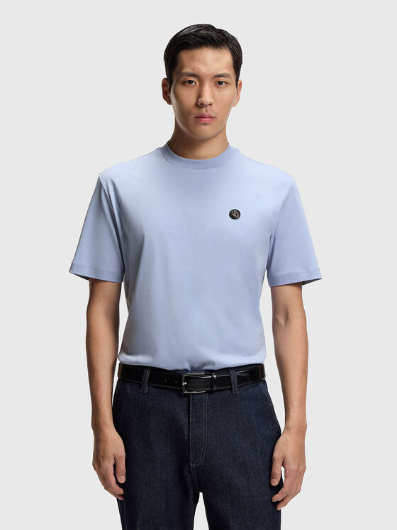 Светлосиня тениска от памук с лого - 1