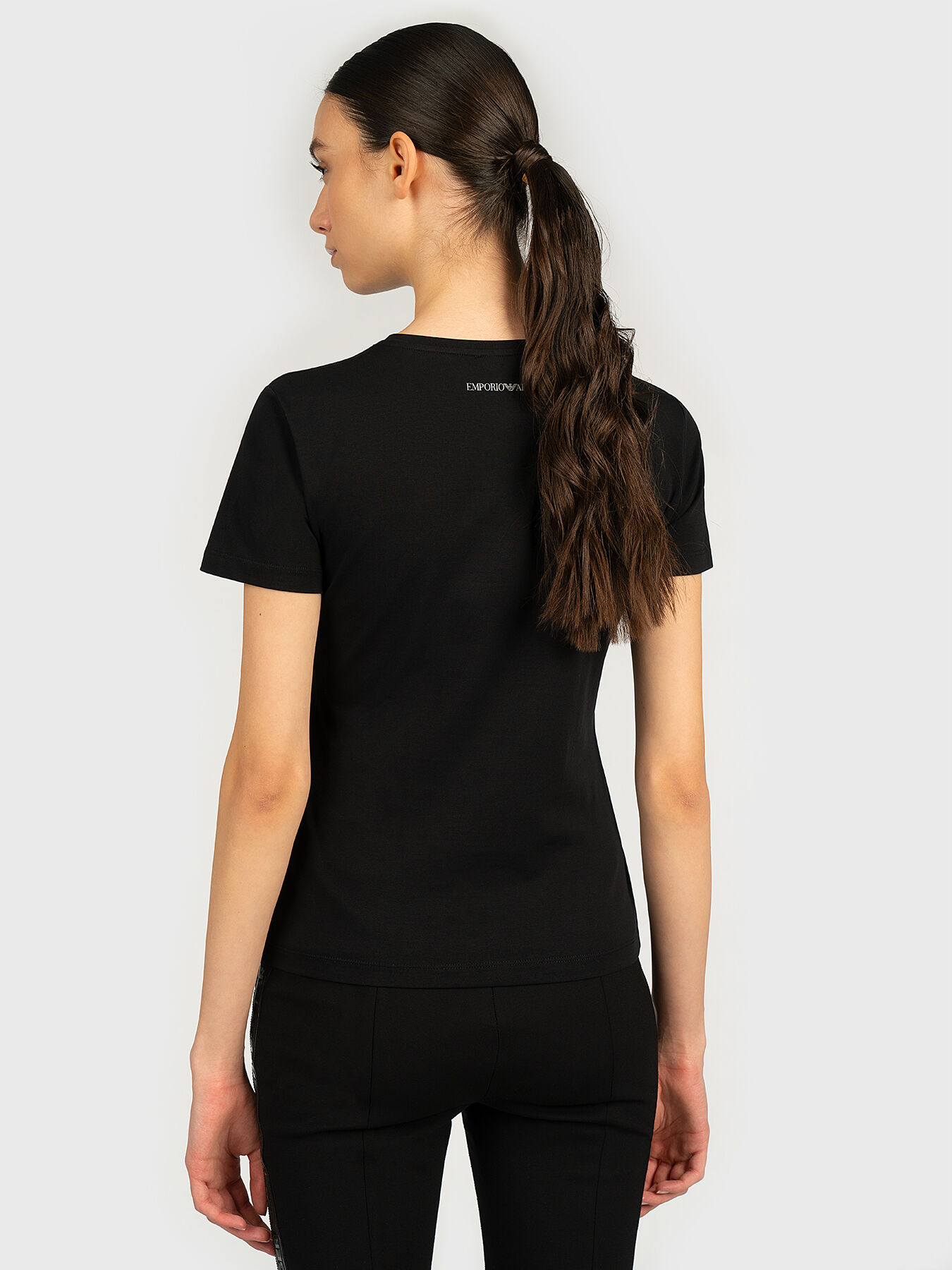 EMPORIO ARMANI Tシャツ ブラック 38 ビジュー キラキラ 上品