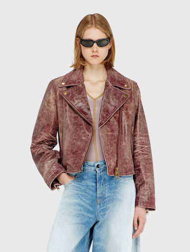 Brown leather jacket - 5