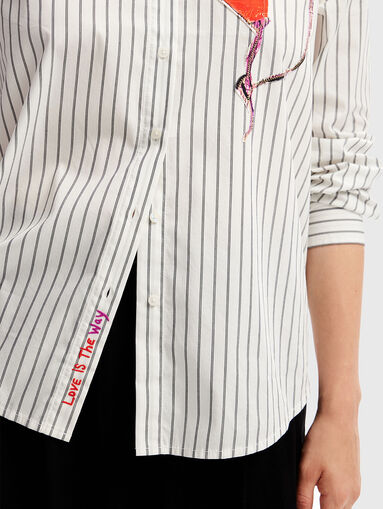 FLORENCA striped shirt with contrast elements - 4