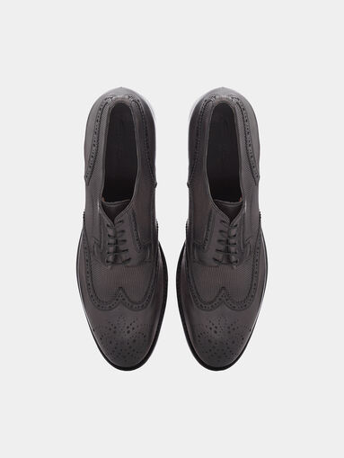 Grey leather Derby shoes - 5
