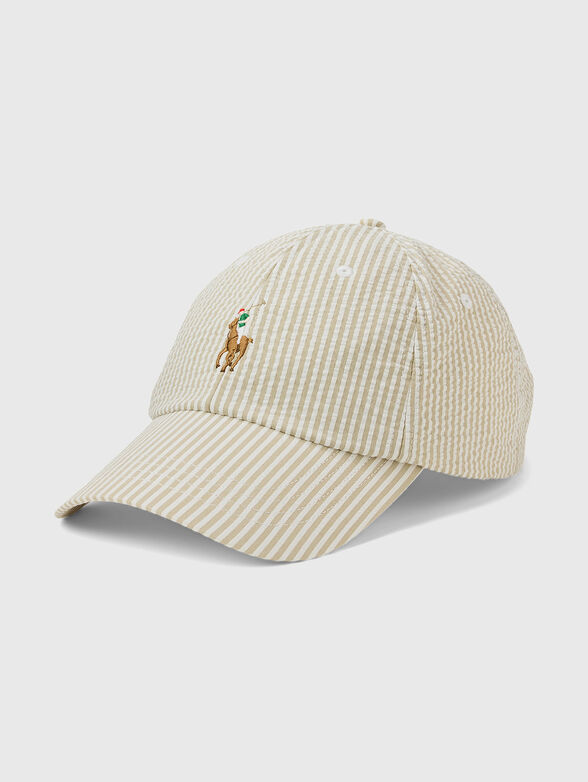 Striped cap with embroidered logo - 1