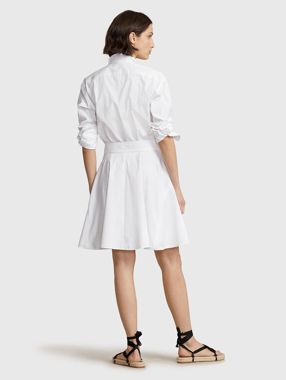 White cotton dress with belt  - 2