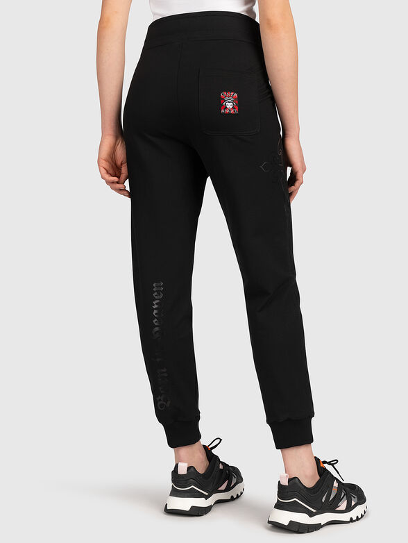 JL003 black sports trousers with print - 1