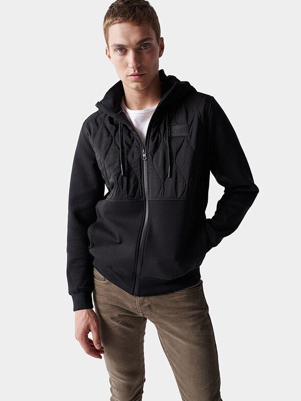 Black sweatshirt with zip and hood - 1