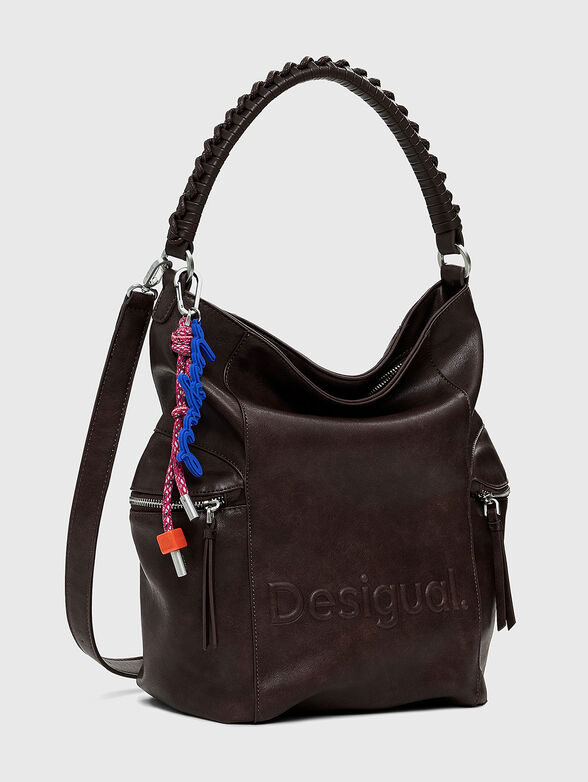 Faux leather large backpack with embossed logo - 4