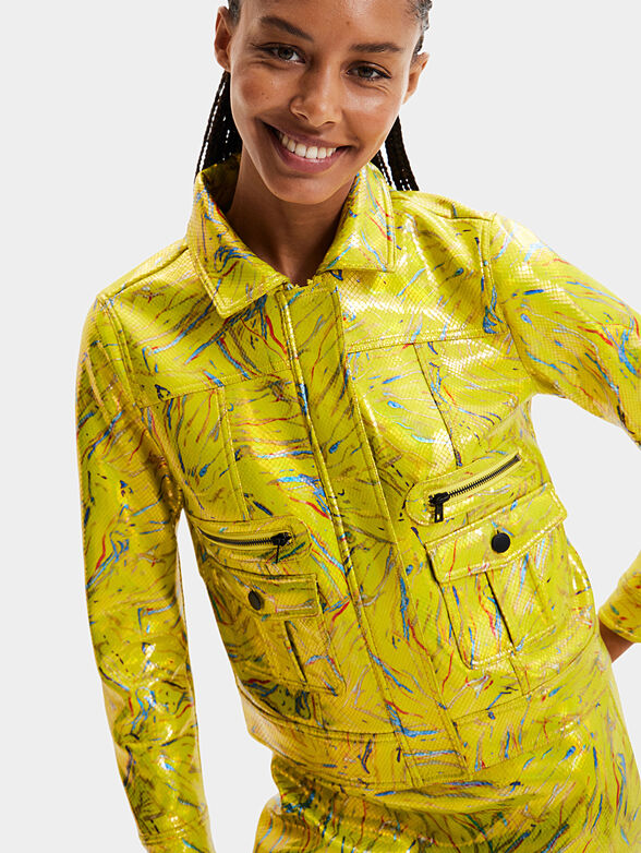 Green jacket with colorful print - 5