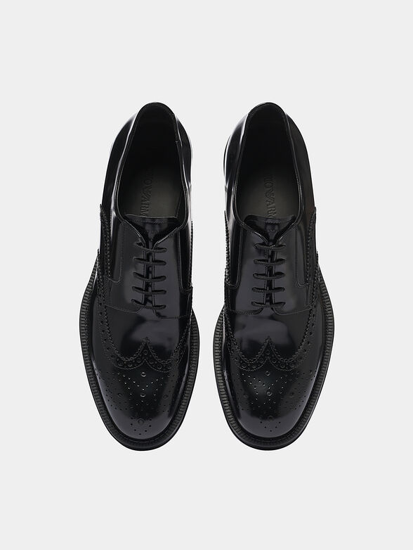 Leather derby shoes in black color - 4