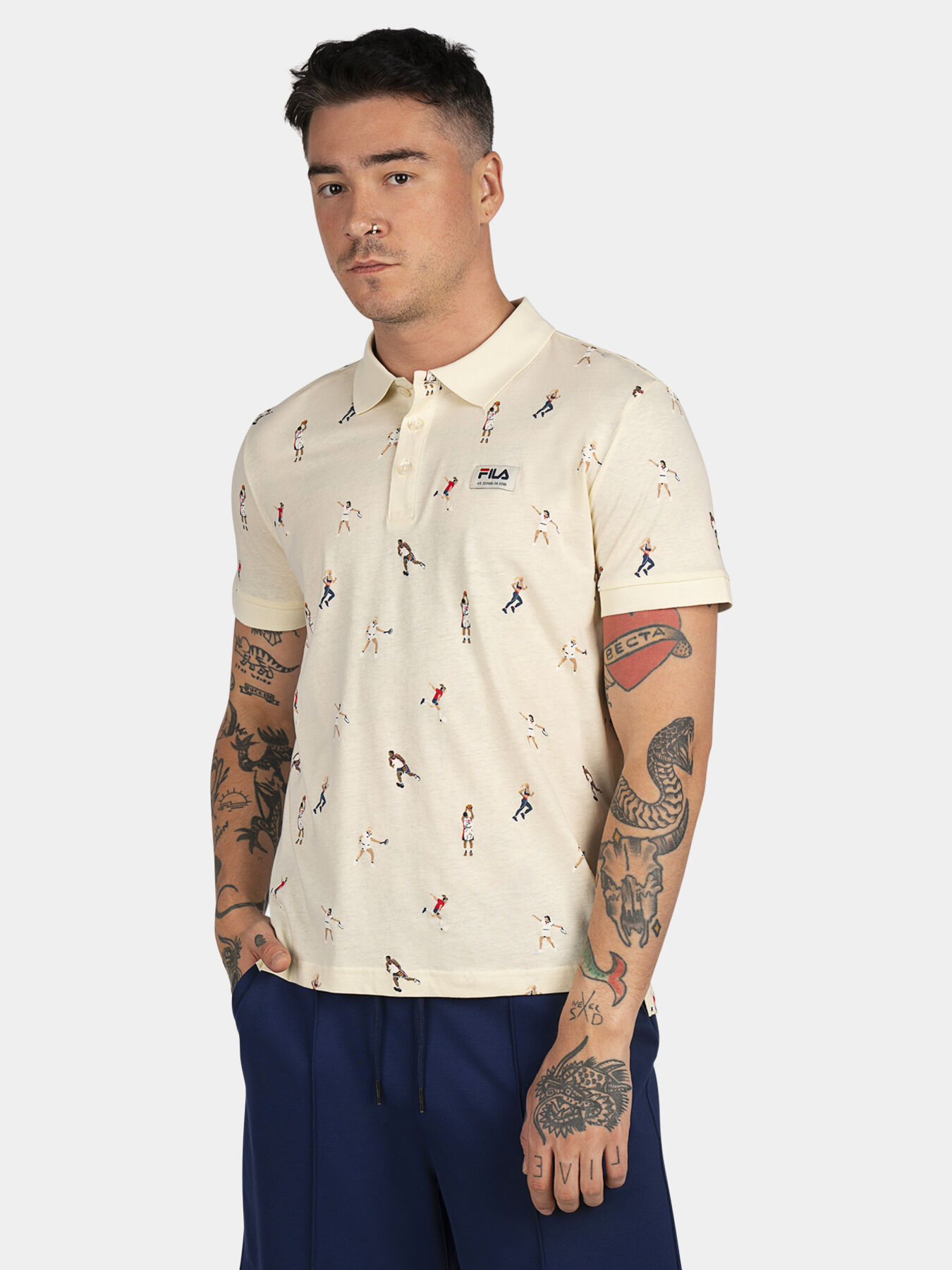 TARBES AOP polo shirt with print in dark blue brand FILA Globalbrandsstore en