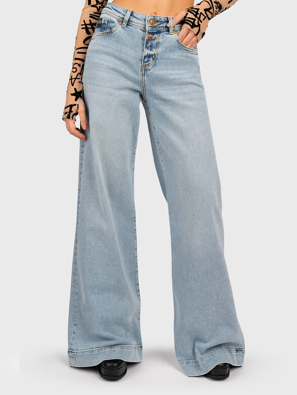 Jeans with wide legs and logo embroidery - 1