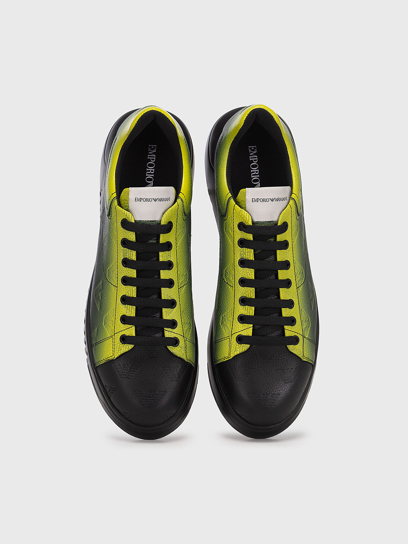 Sport leather shoes with neon ombre effect brand EMPORIO