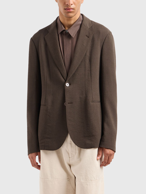 Wool blazer with single-breasted fastening - 1