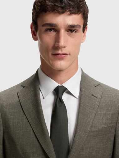 Single-breasted wool and linen jacket - 4