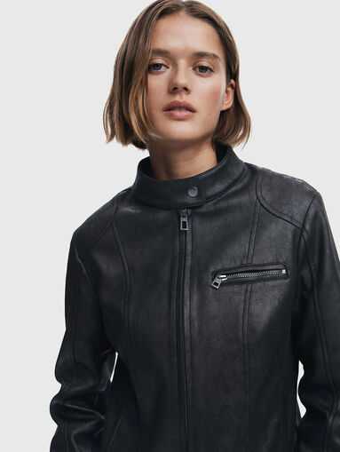 Slim eco leather jacket - 4