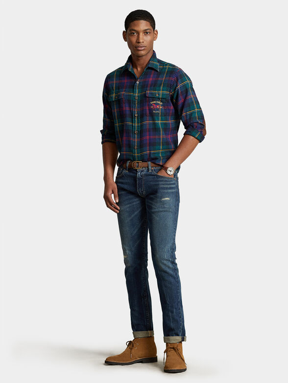 Check shirt with accent embroidery - 4