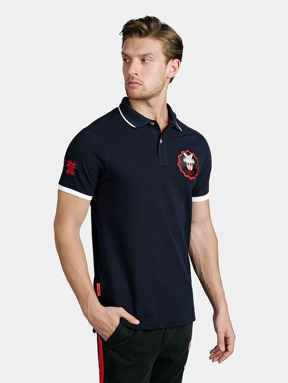 Cotton polo-shirt with contrasting embroideries - 0