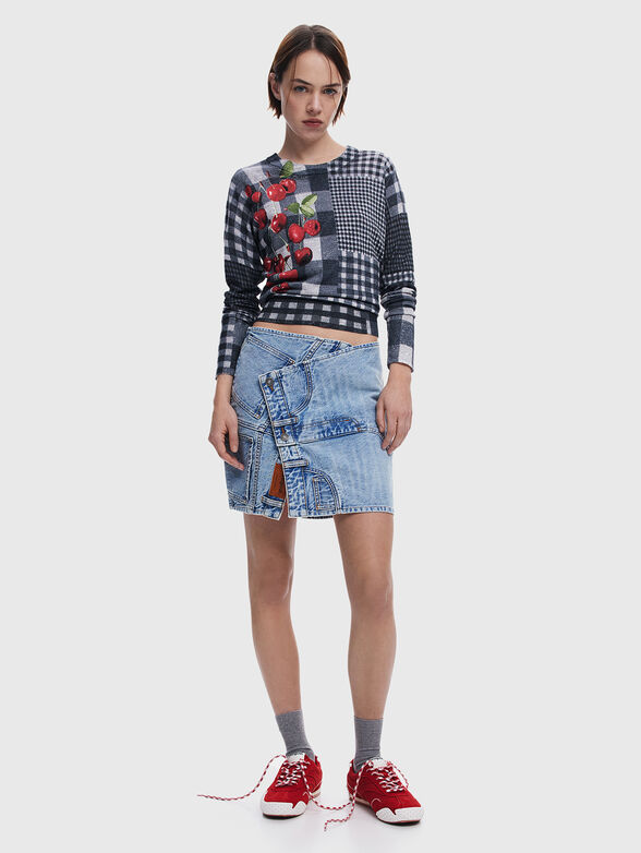 Sweater with oval neckline and print - 2