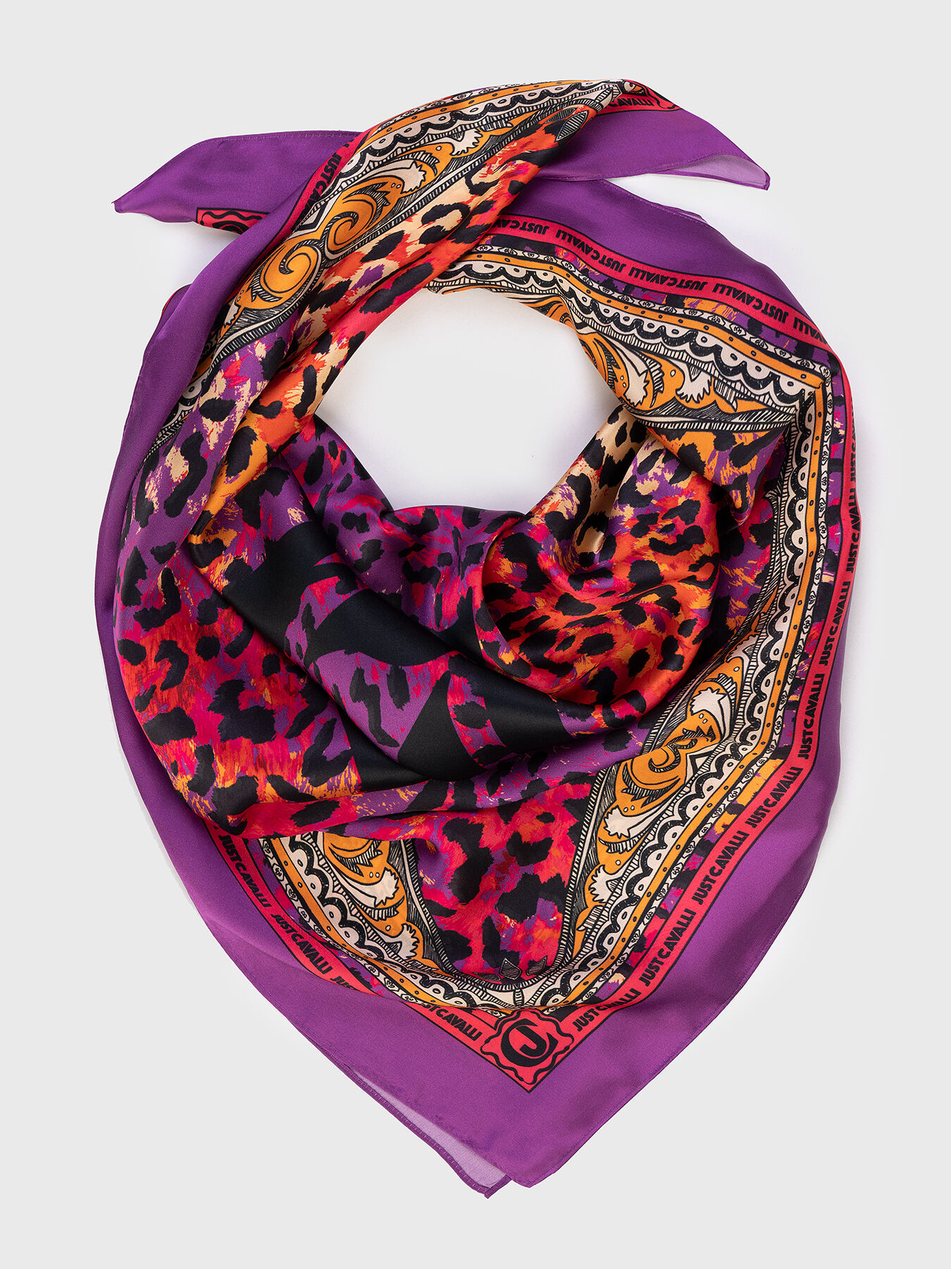 Silk scarf with animal print brand Just Cavalli
