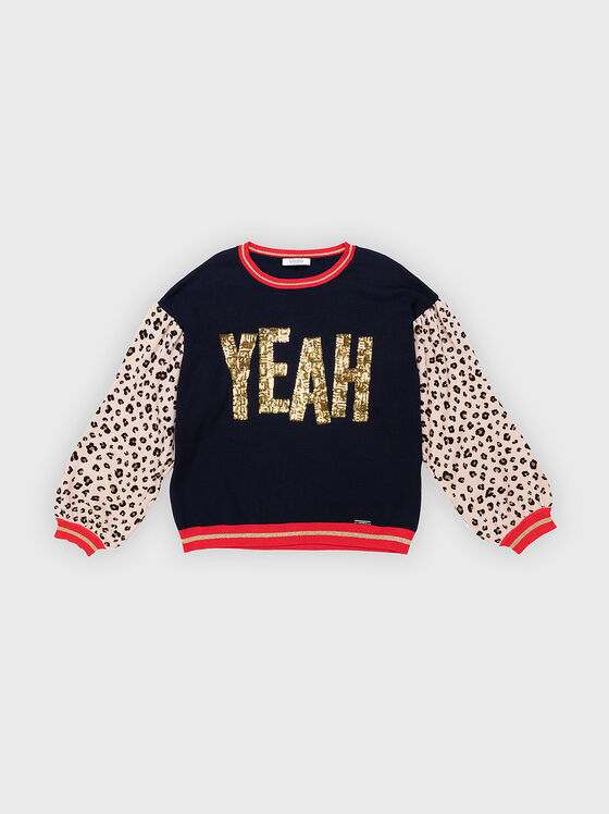 Суитшърт с животински принт и пайети - 1