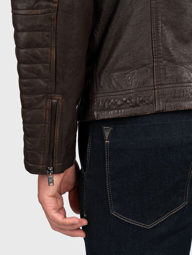Leather biker jacket - 5