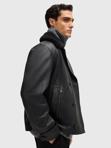 Double-breasted leather jacket - 4