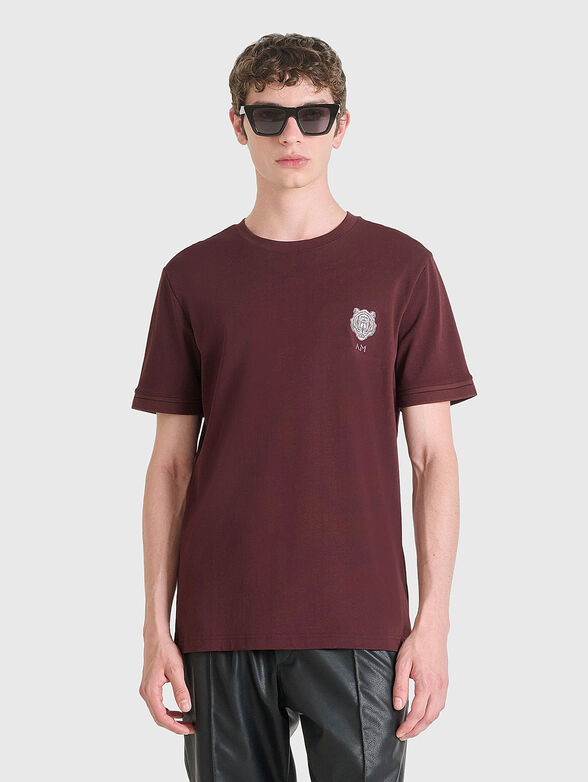 Cotton T-shirt with oval neckline - 1