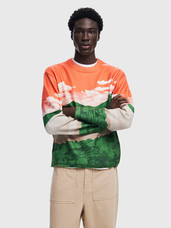 Sweater with landscape print  - 3