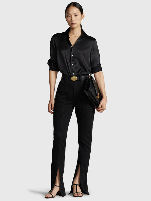 Black skinny jeans with slots - 4